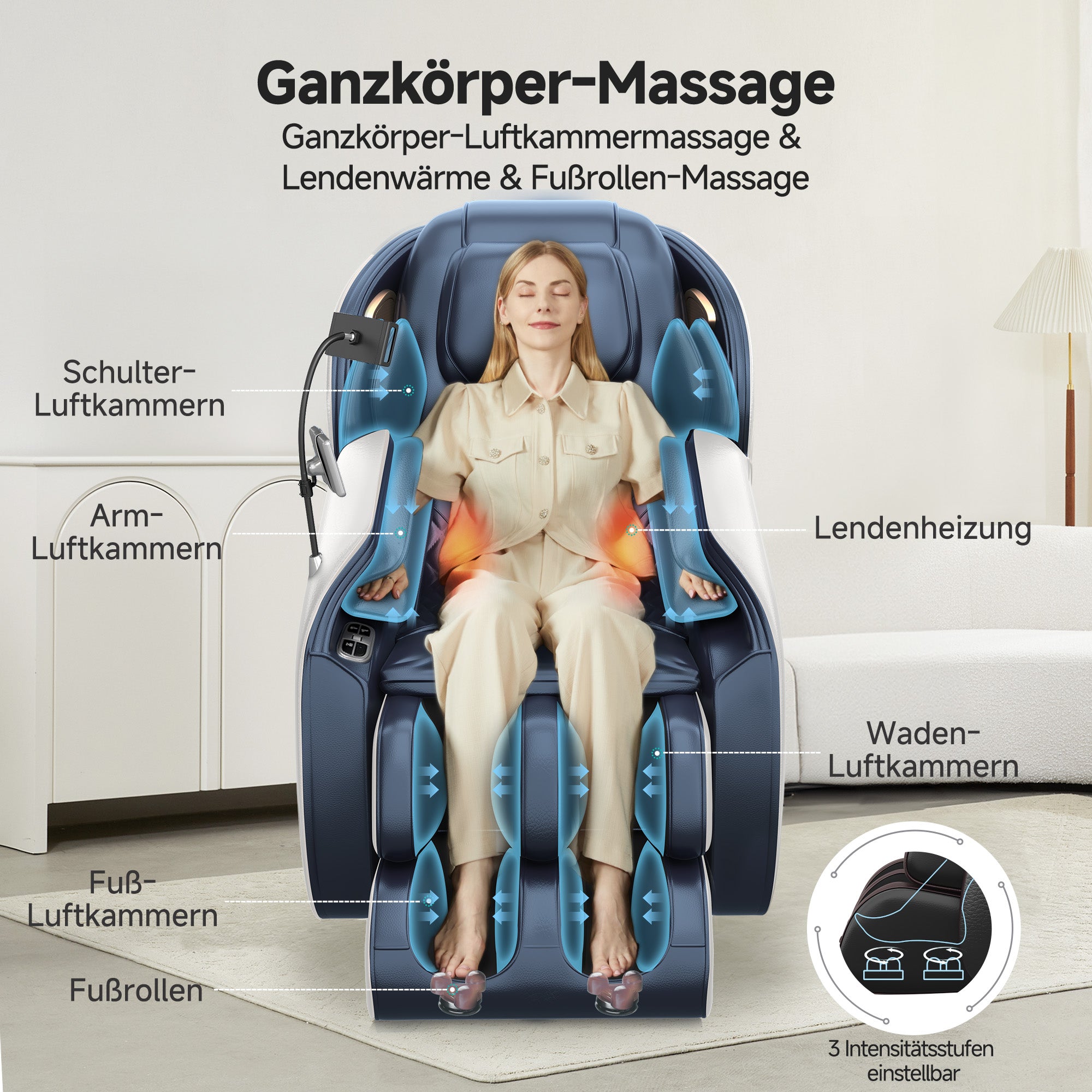 Favor-06 3D-Massagestuhl Blau