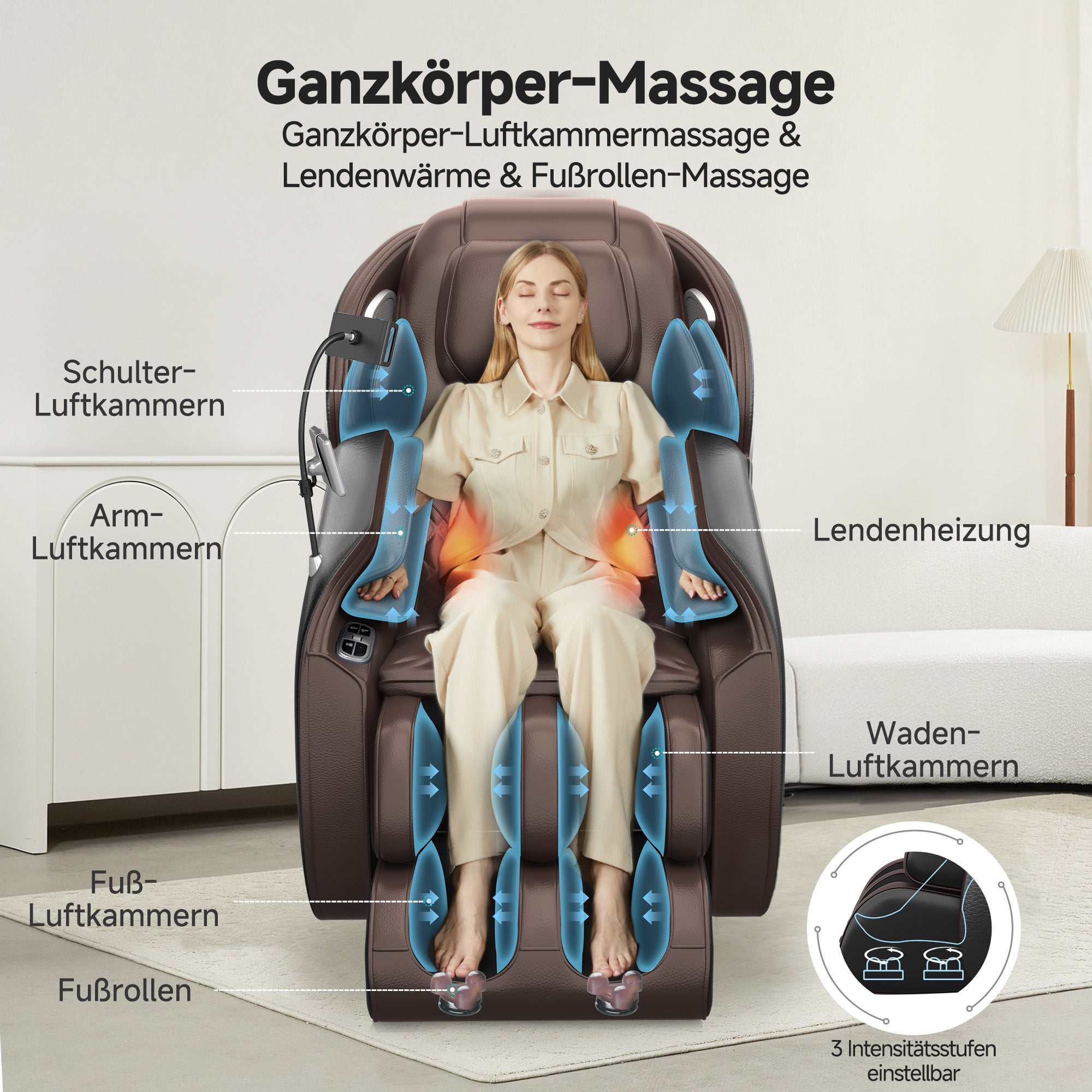 Favor-06 3D-Massagestuhl Braun