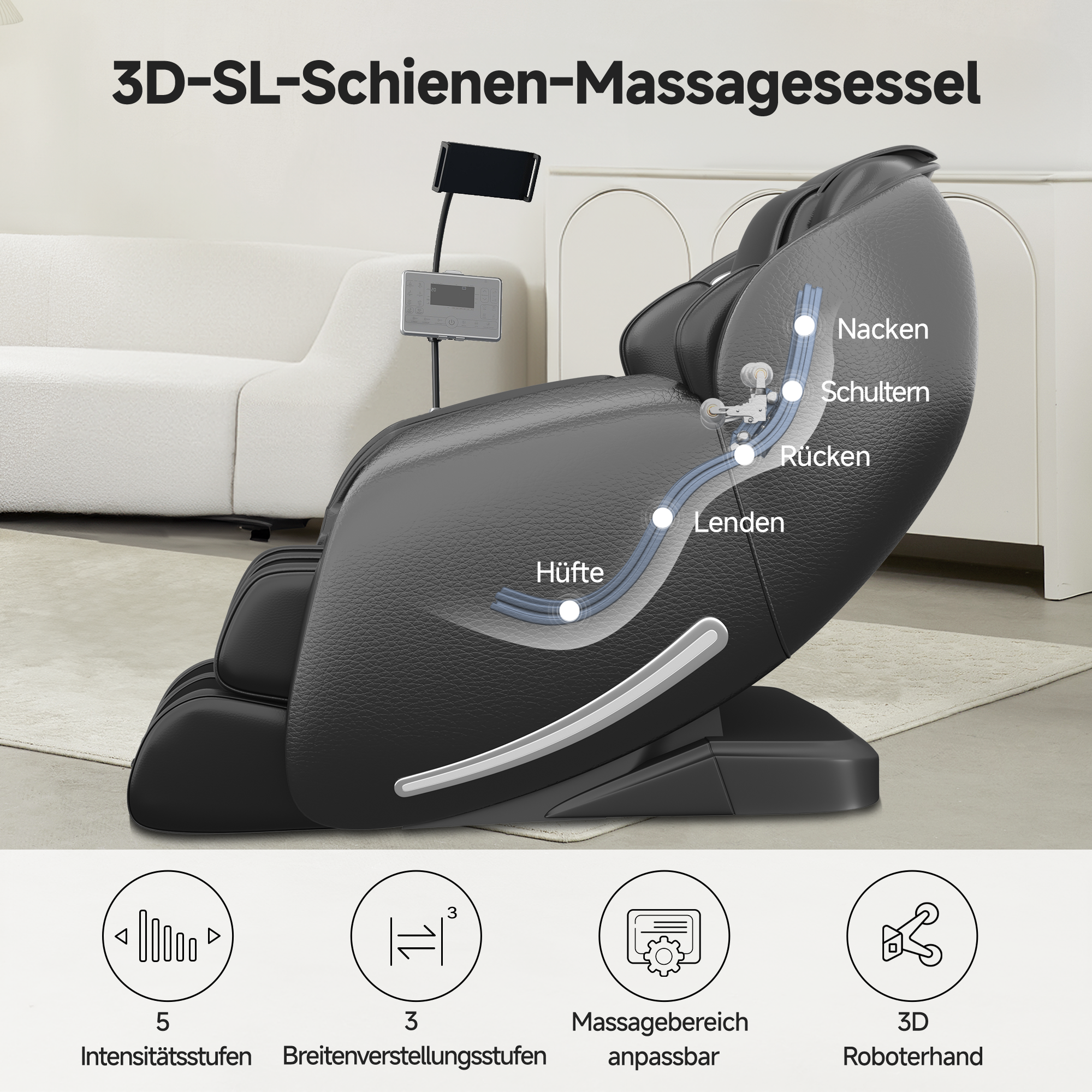 Favor-06 3D-Massagestuhl Schwarz