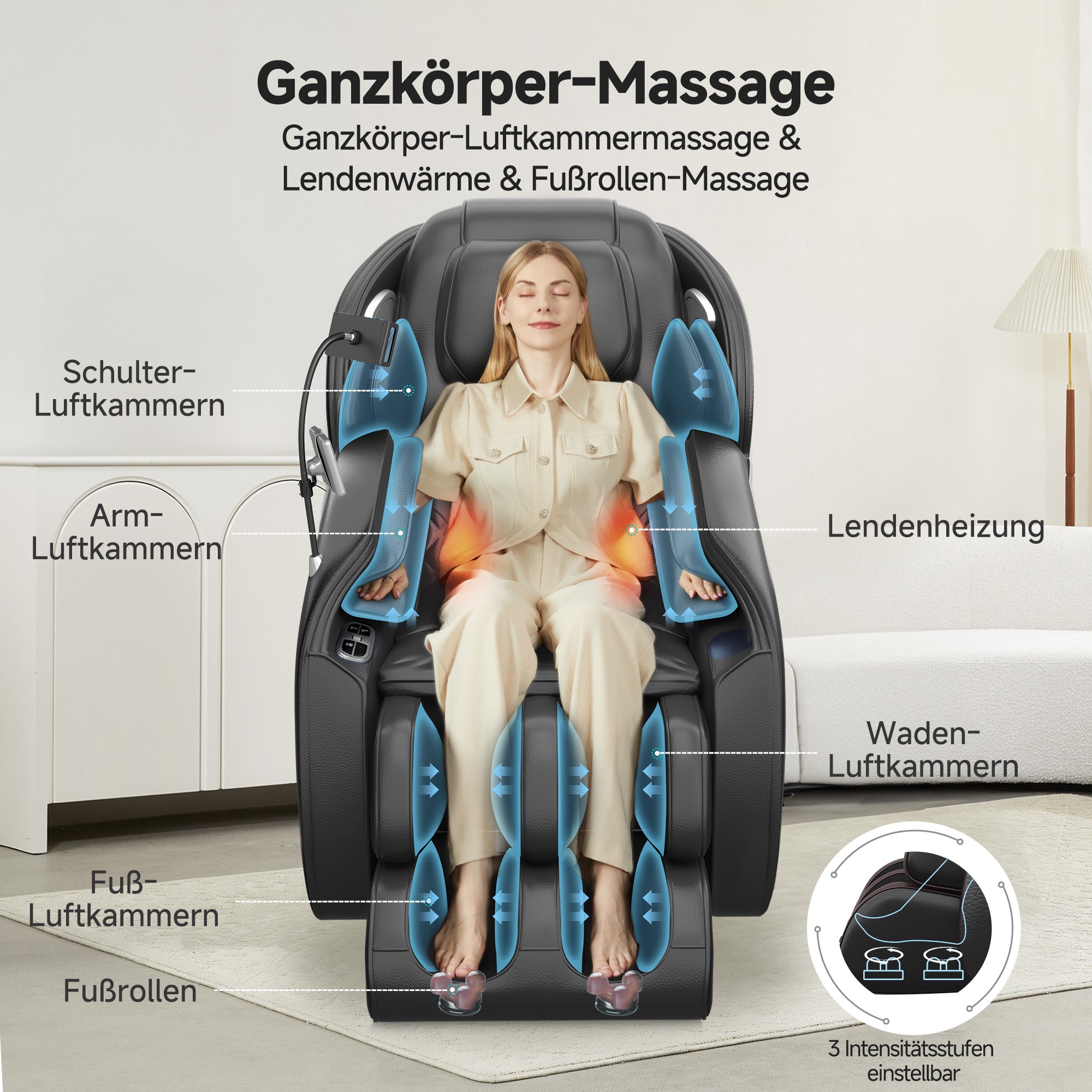 Favor-06 3D-Massagestuhl Schwarz