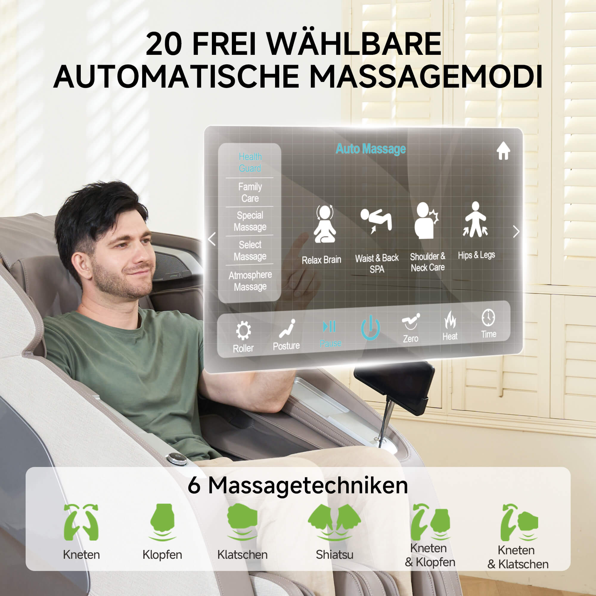 PS5200 4D-Massagestuhl Khaki